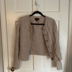 Pure Collection Cashmere Blend Cropped Cardigan, Oatmeal